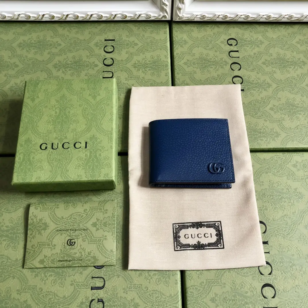 Gucci Navy Blue Leather Bifold Wallet image 1