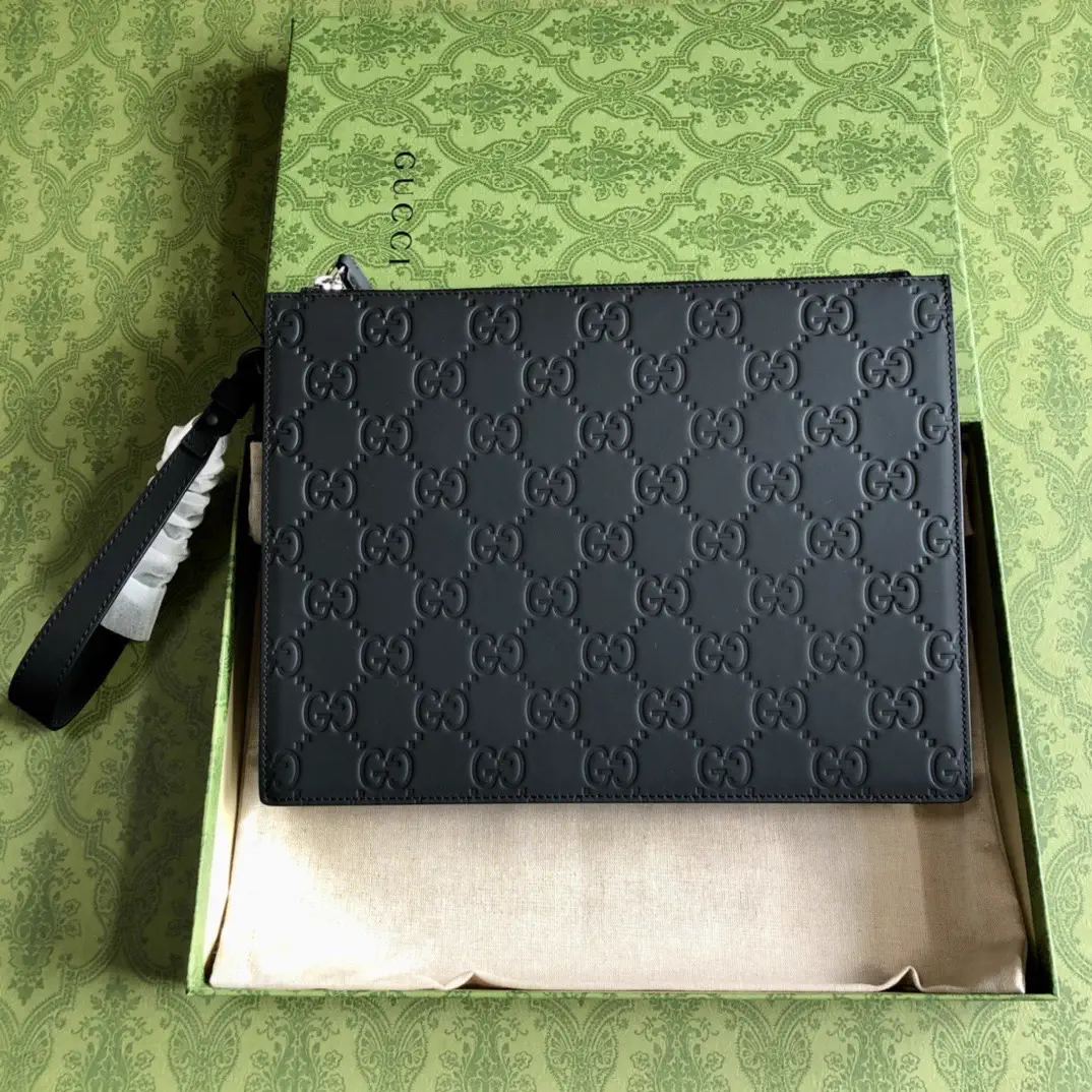 Gucci Black GG Embossed Clutch image 1