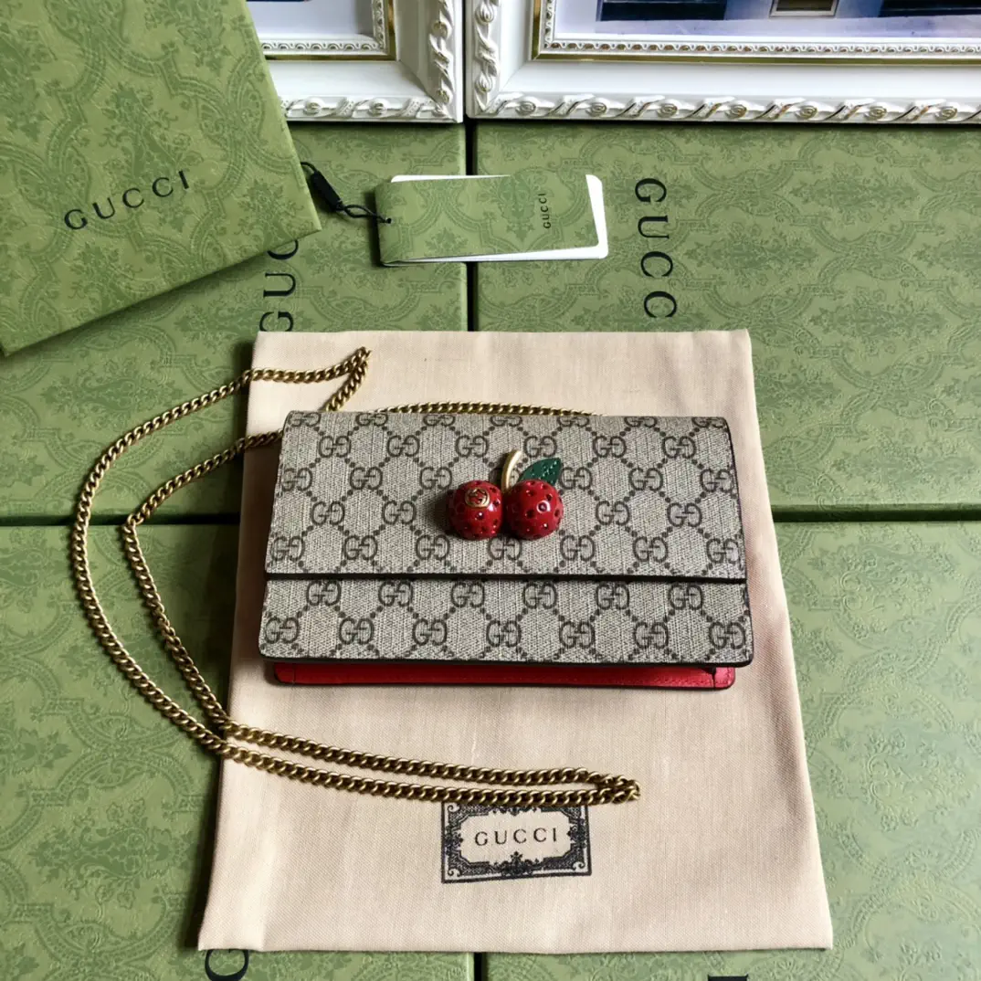 Gucci GG Monogram Cherry Chain Wallet Bag image 1