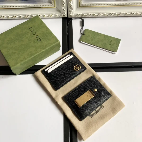 Gucci Black Leather Card Holder with Money Clip image 1