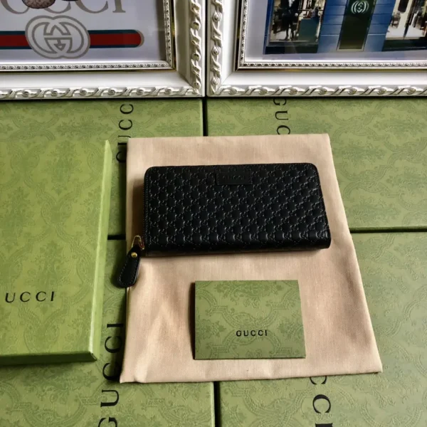 Gucci Black Embossed G Zip Around Wallet image 1