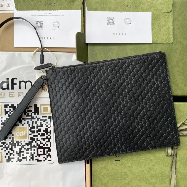 Gucci Black Monogram Zip Clutch image 1