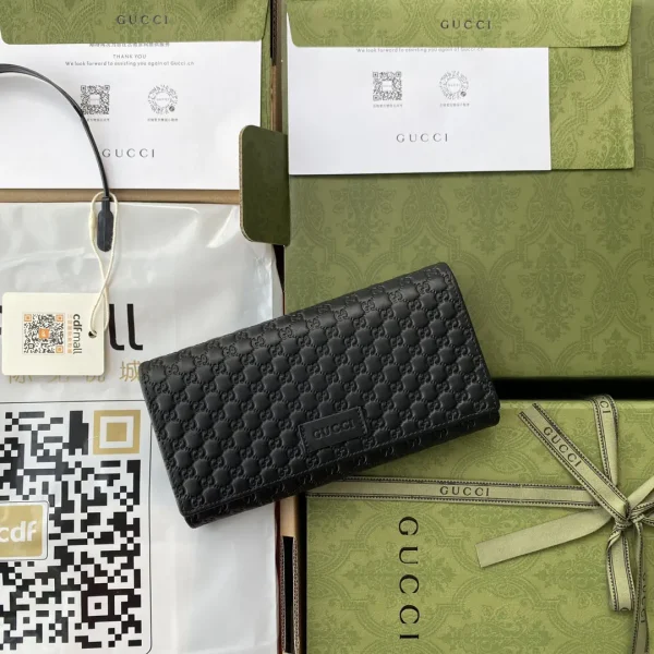 Gucci Black Embossed Long Wallet image 1