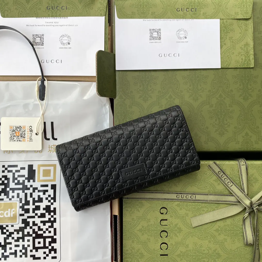 Gucci Black Embossed Long Wallet image 1