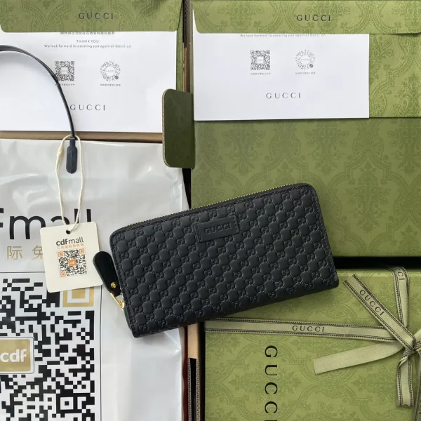 Gucci Black Quilted Zip Around Wallet image 1