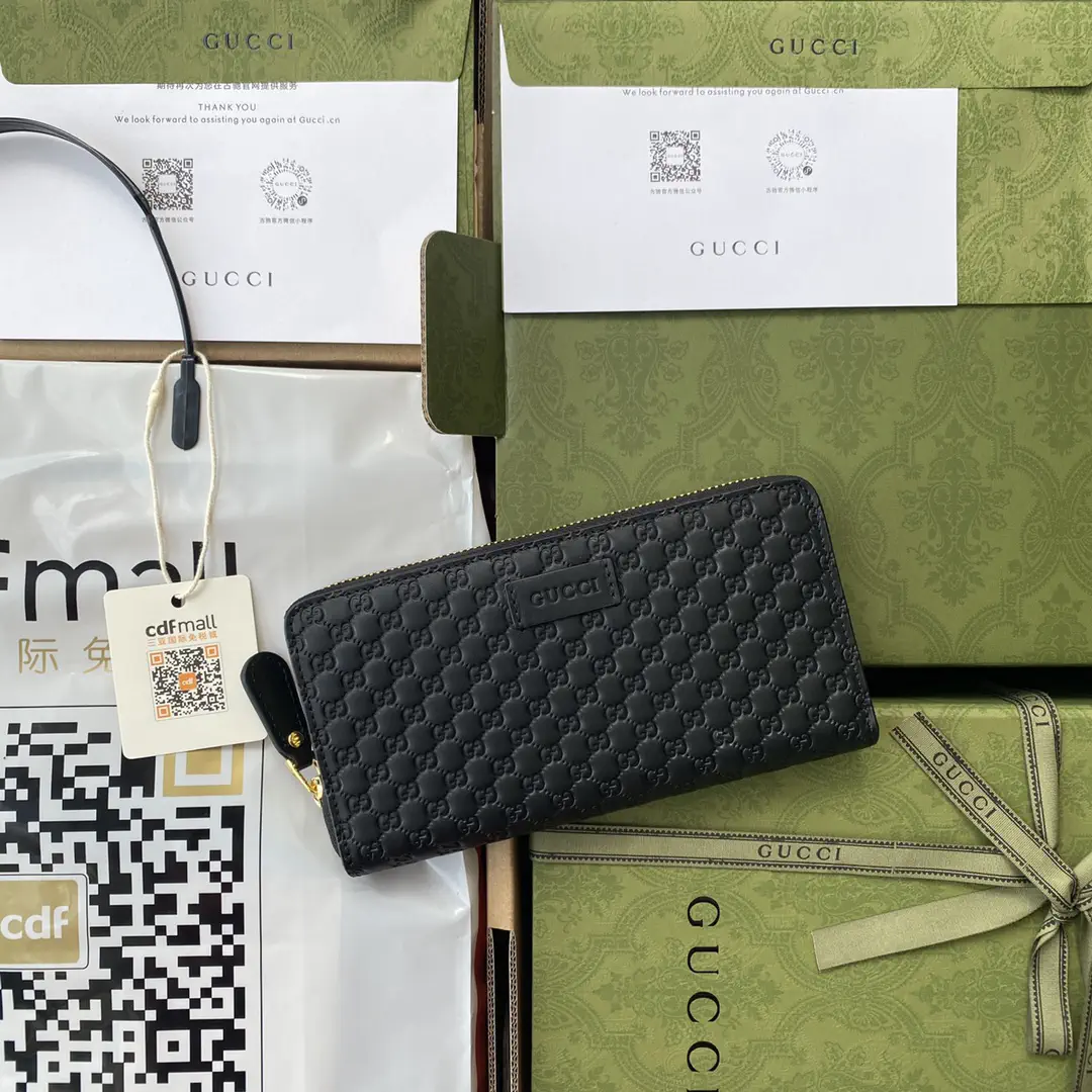 Gucci Black Quilted Zip Around Wallet image 1