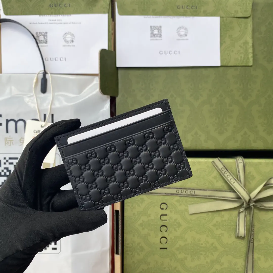 Gucci Black Embossed Card Holder image 1