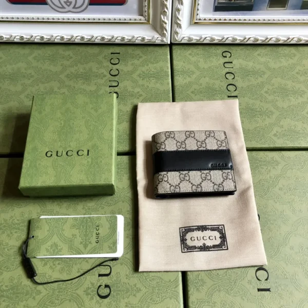 Gucci Monogram Bifold Wallet with Black Leather Trim image 1