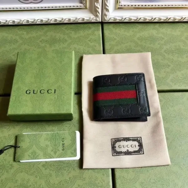 Gucci Black Monogram Web Stripe Wallet image 1