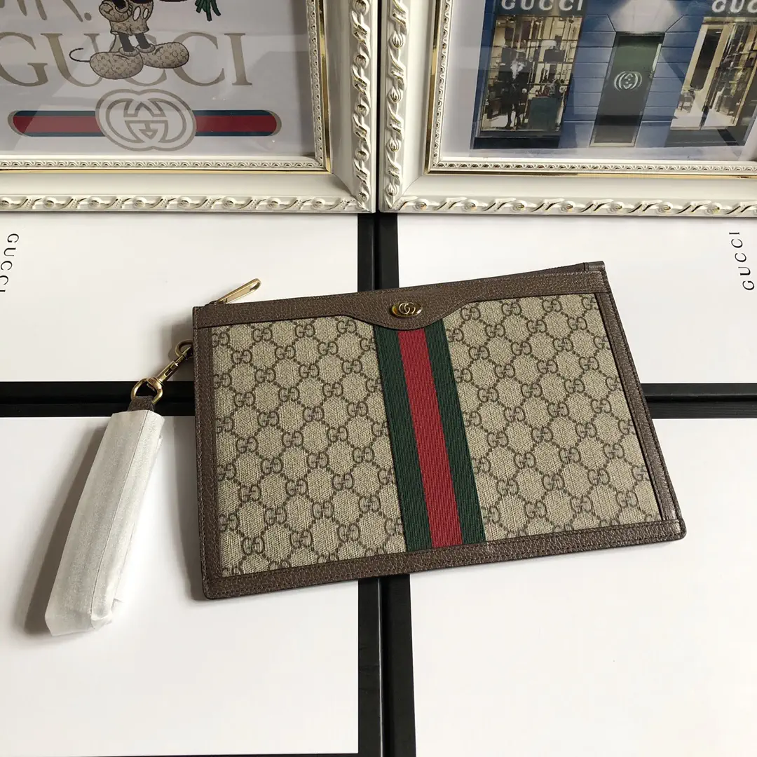 Gucci Monogram Web Stripe Clutch image 1