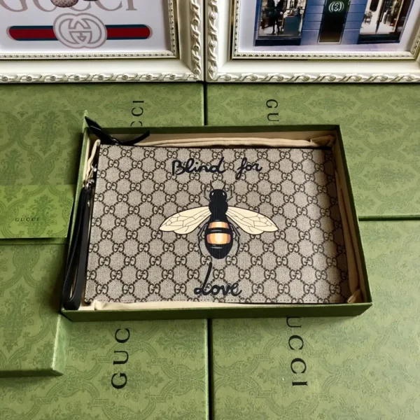 Gucci Bee Print Monogram Clutch image 1