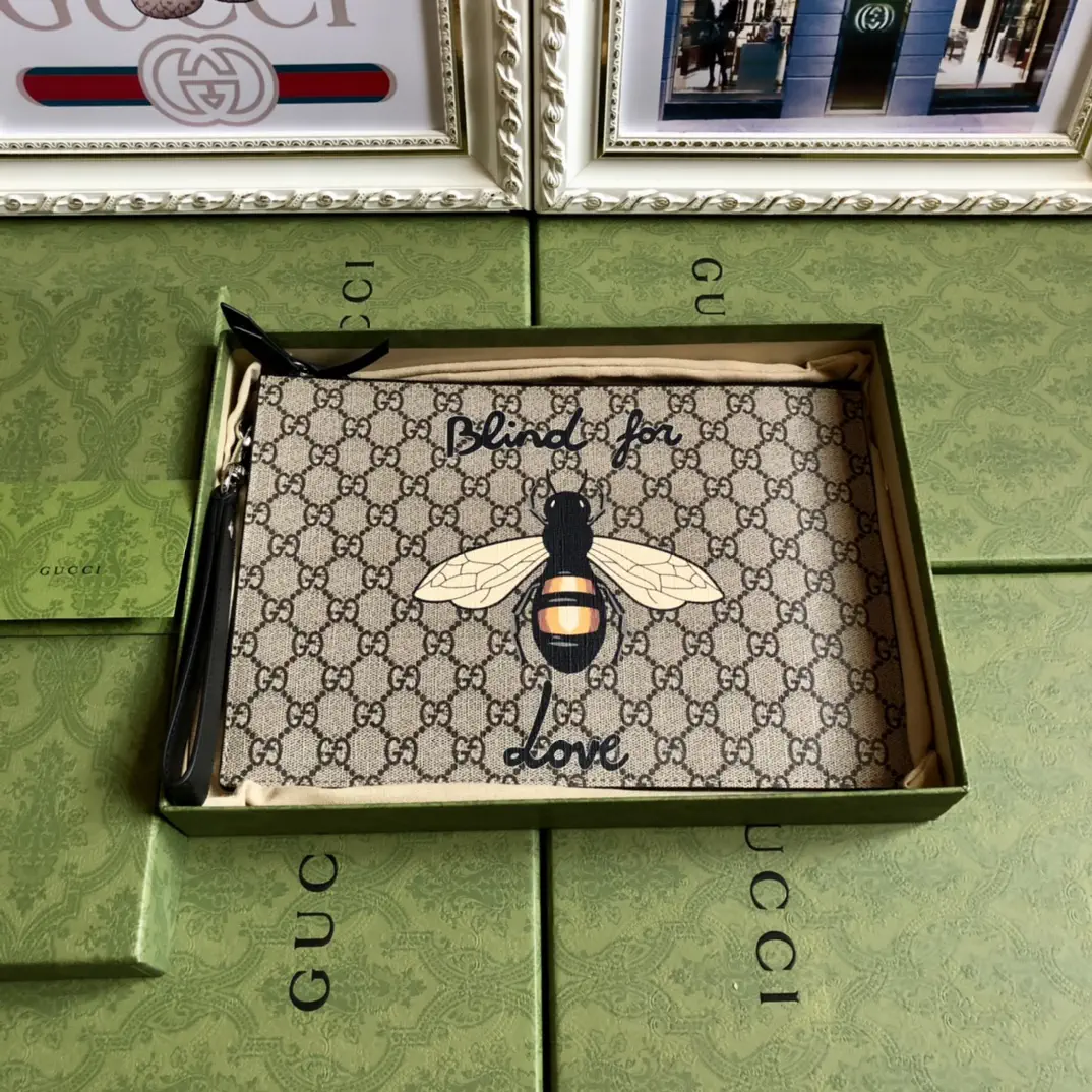 Gucci Bee Print Monogram Clutch image 1