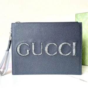 Gucci Black Clutch with GG Inlay Logo image 1
