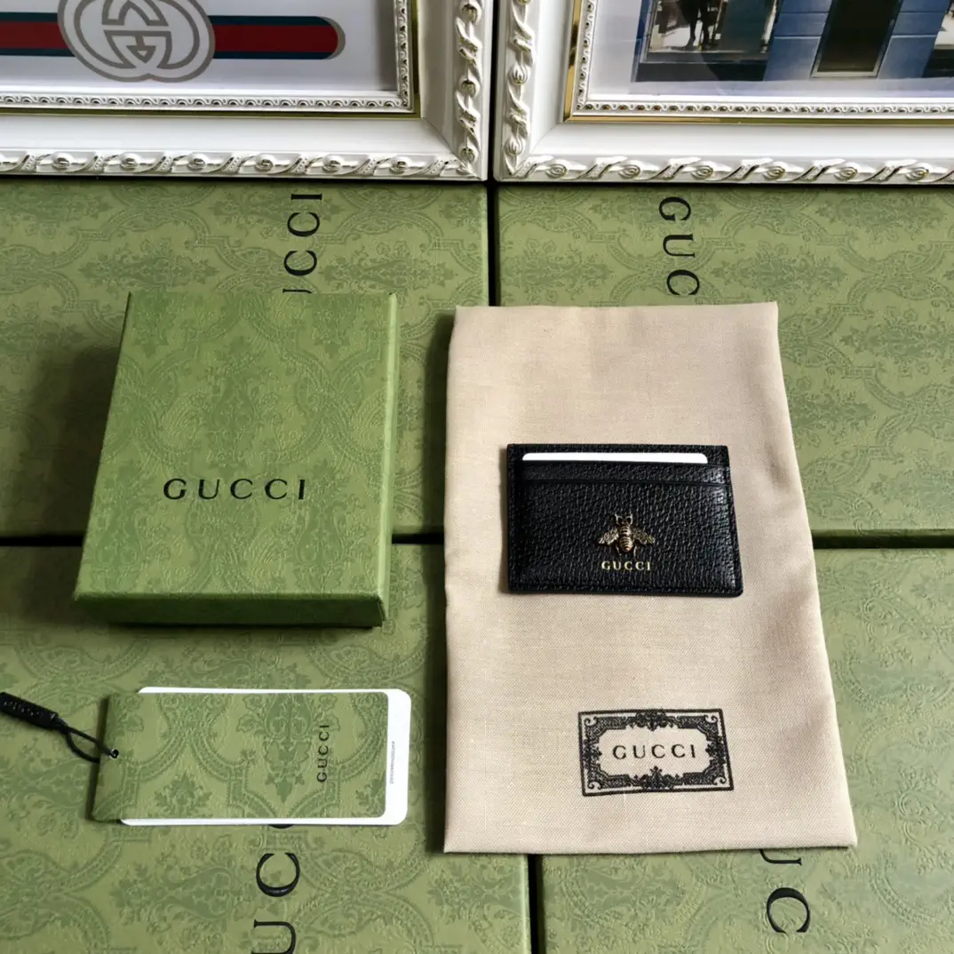 Gucci Animalier Bee Leather Card Holder image 1