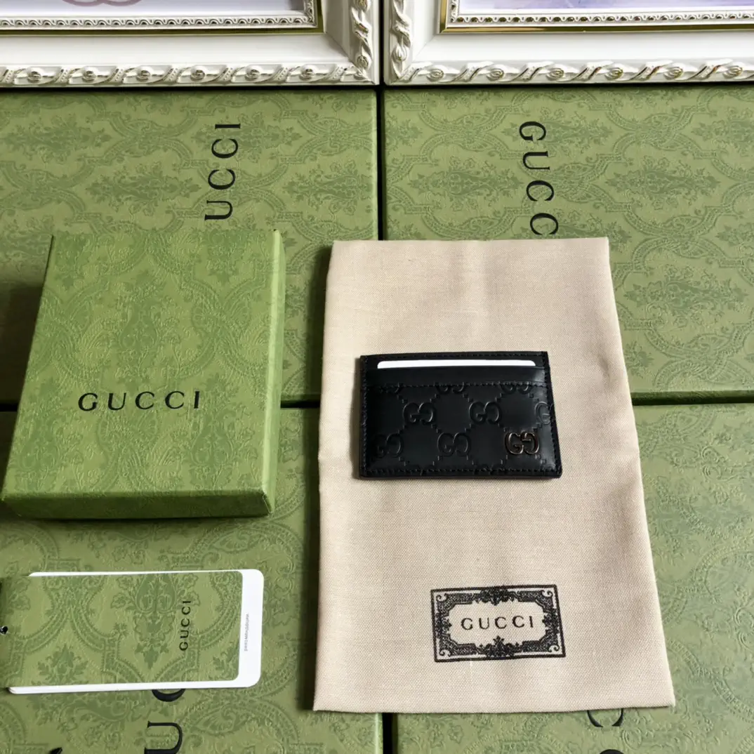 Gucci Black Monogram Card Holder image 1