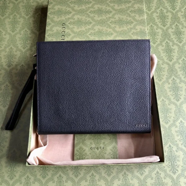 Gucci Black Leather Clutch with Gucci Logo image 1