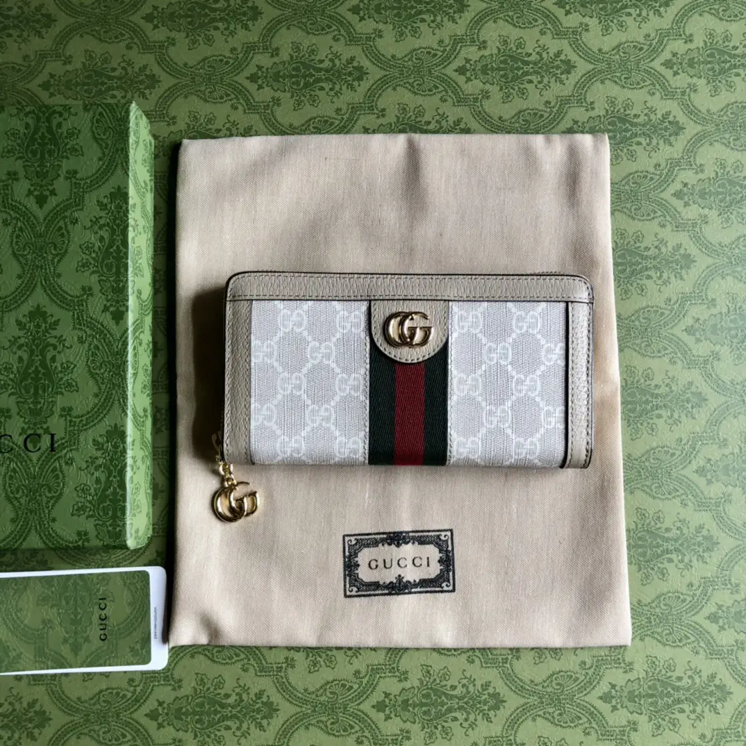 Gucci Monogram Web Stripe Zip Wallet image 1