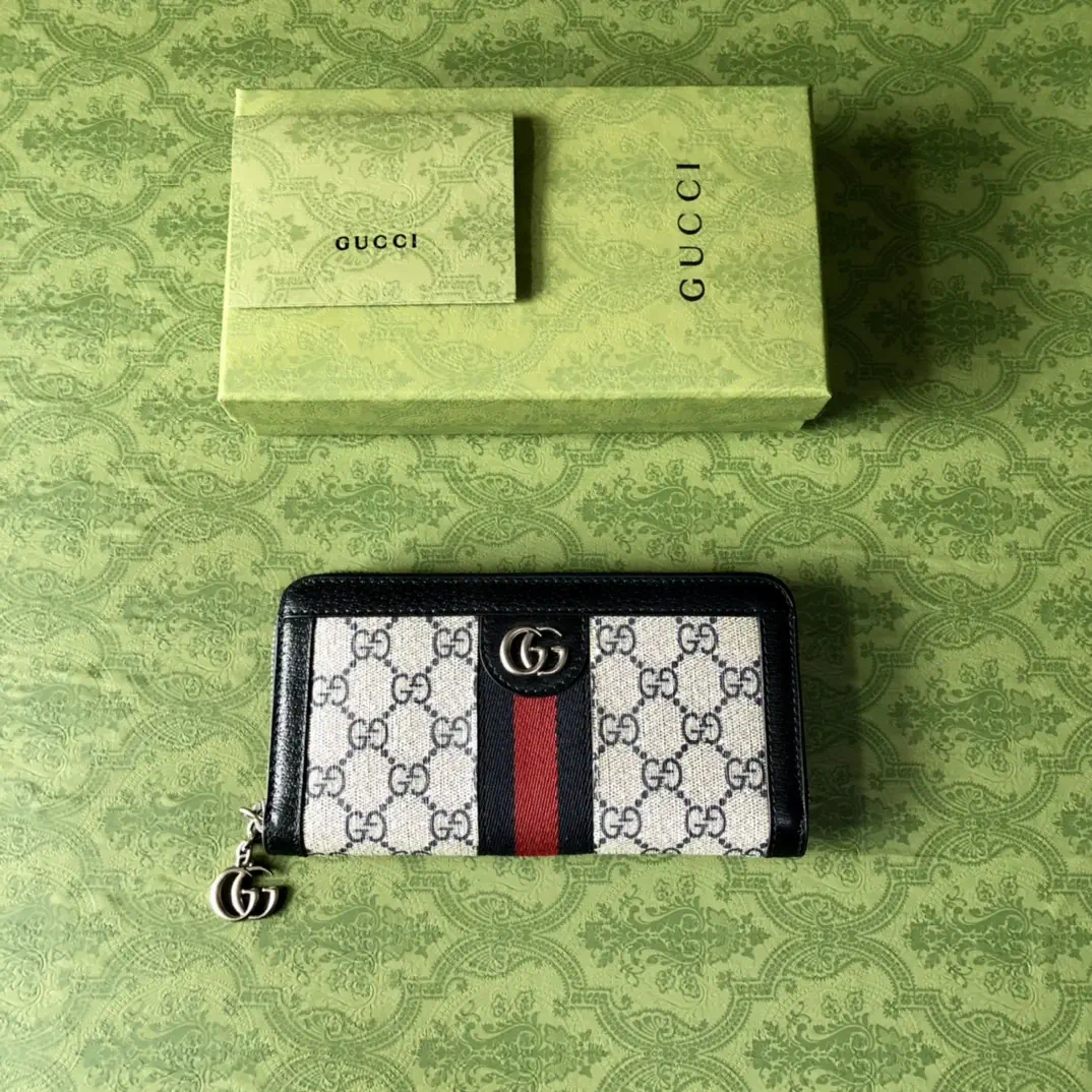 Gucci GG Monogram Web Stripe Zip Around Wallet image 1
