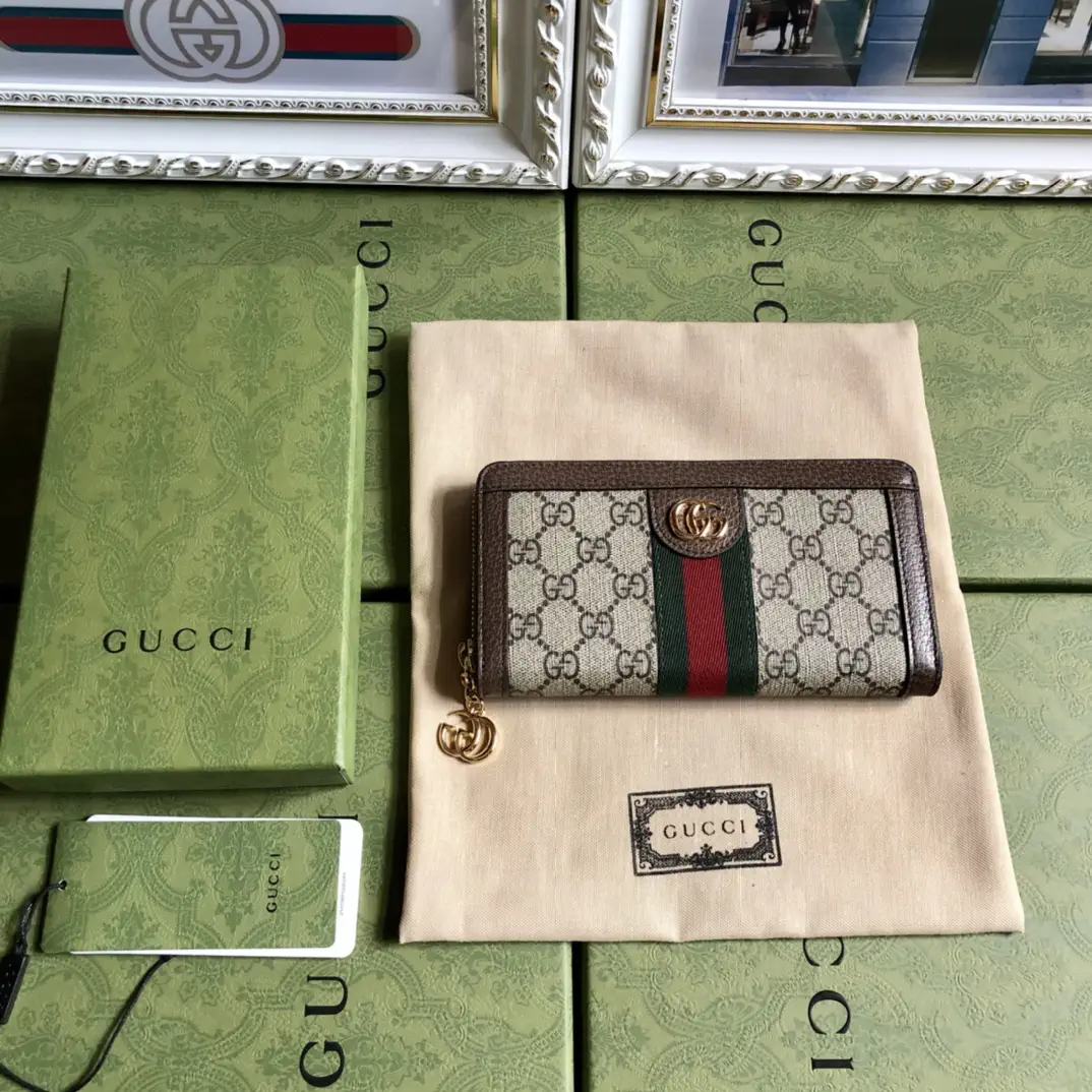 Gucci Monogram Web Stripe Zip Around Wallet image 1