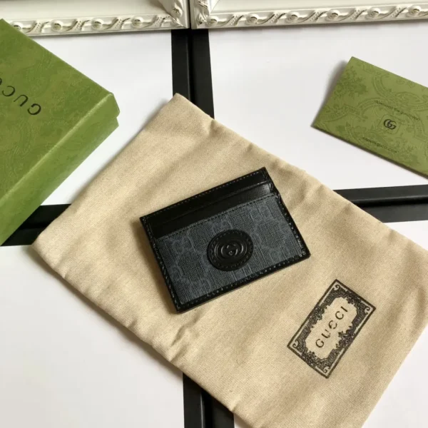 Gucci Black Canvas Card Holder with Interlocking G Logo image 1