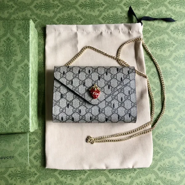 Gucci Strawberry Accent Monogram Mini Bag with Chain Strap image 1