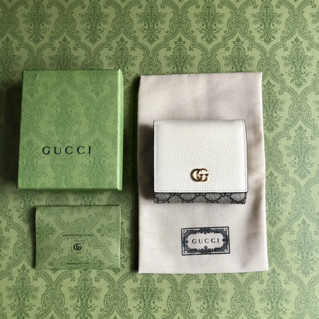 Gucci GG Marmont White Leather Card Case image 1
