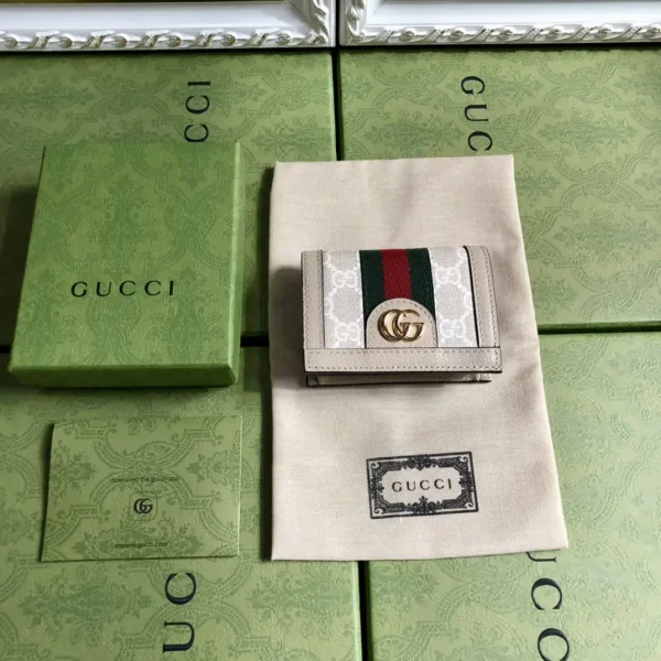 Gucci Oatmeal Monogram Web Stripe Wallet image 1