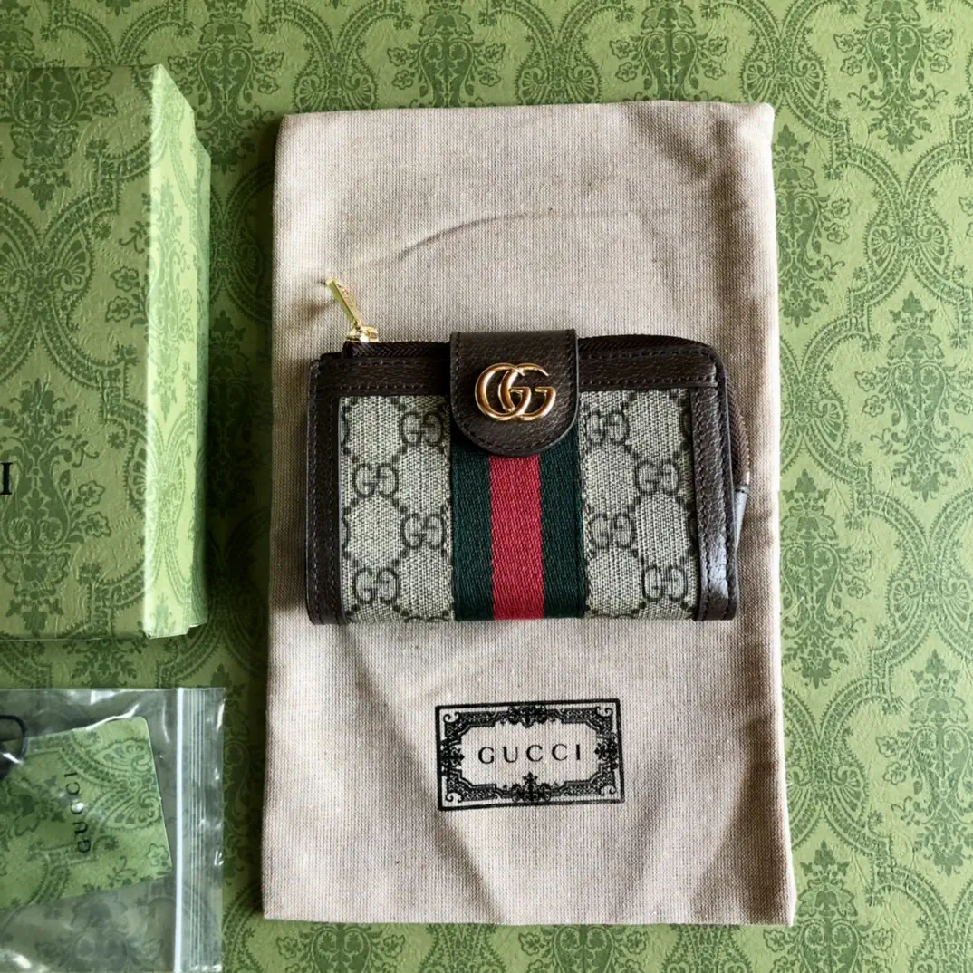 Gucci Ophidia GG Monogram Web Stripe Full-Zip Wallet image 1