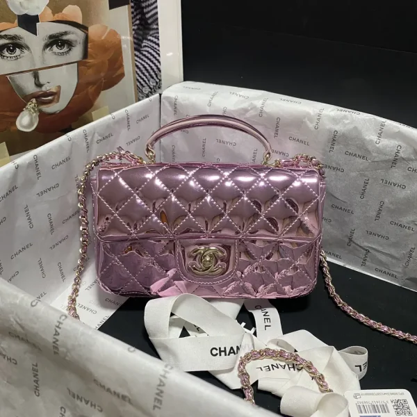 Chanel Quilted Metallic Pink Mini Top Handle Bag image 1