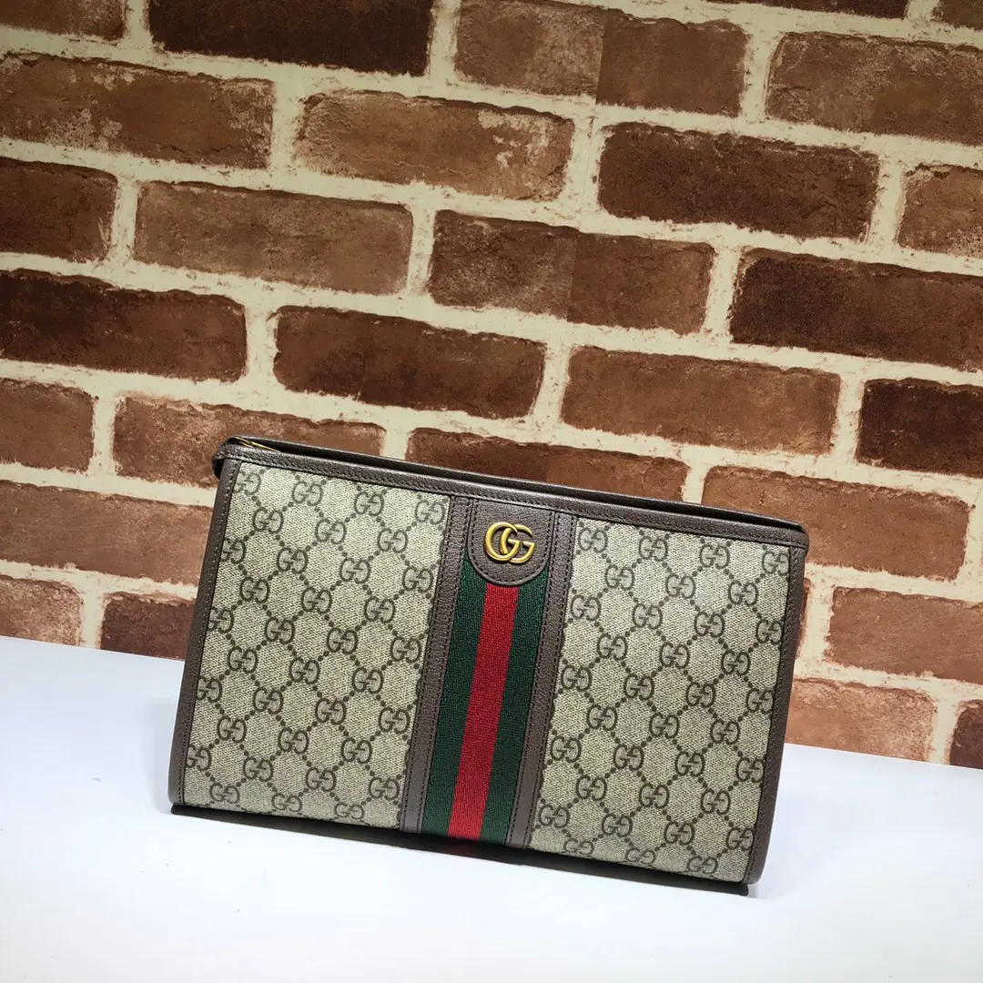 Gucci Monogram Web Stripe Clutch image 1
