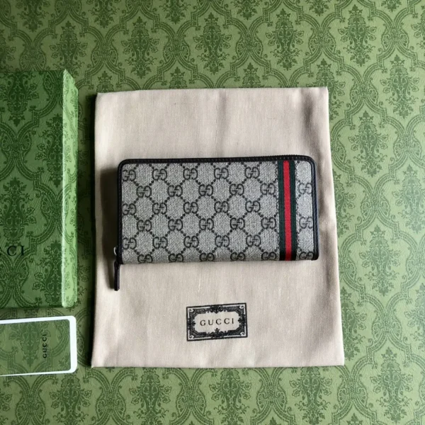 Gucci Monogram Web Stripe Zip Around Wallet image 1