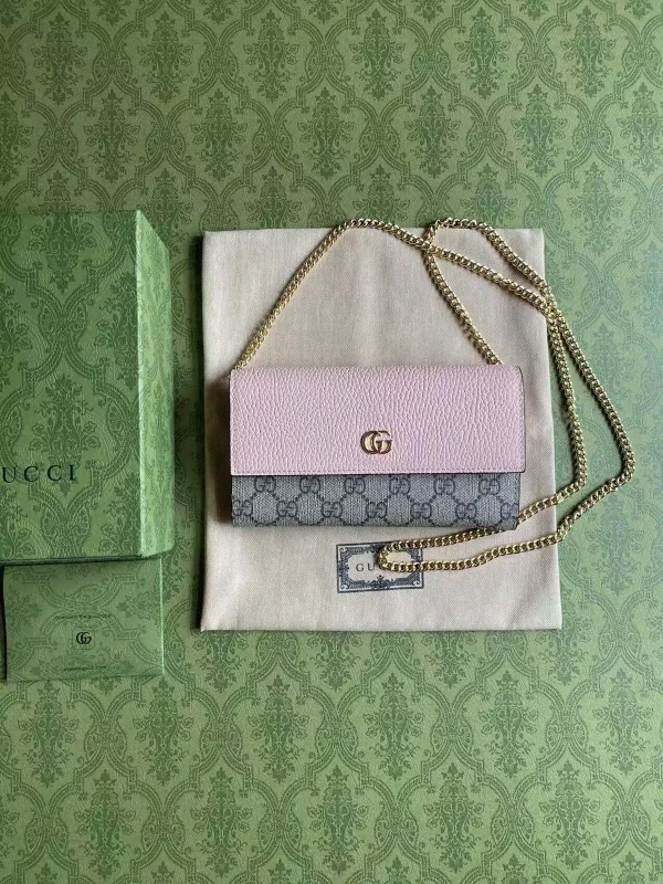Gucci Pink and GG Monogram Chain Wallet Bag image 1