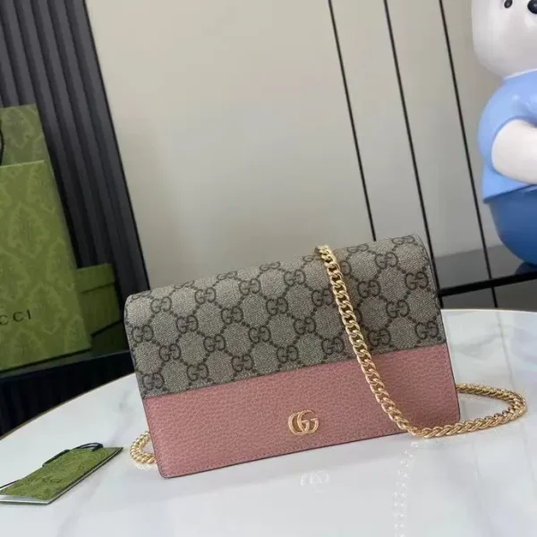 Gucci GG Monogram Pink and Beige Chain Wallet Bag image 1