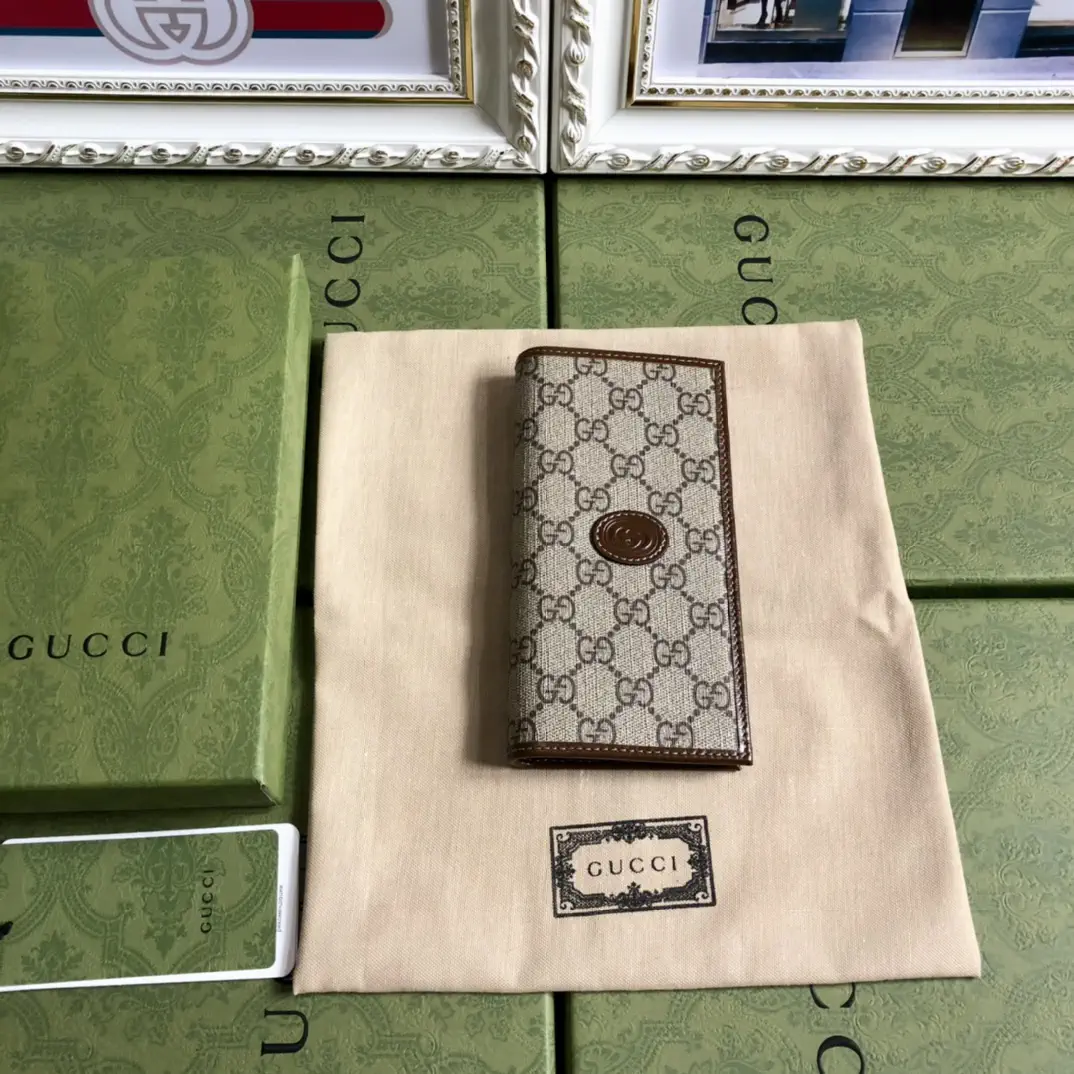 Gucci Monogram Long Wallet with Leather Trim image 1