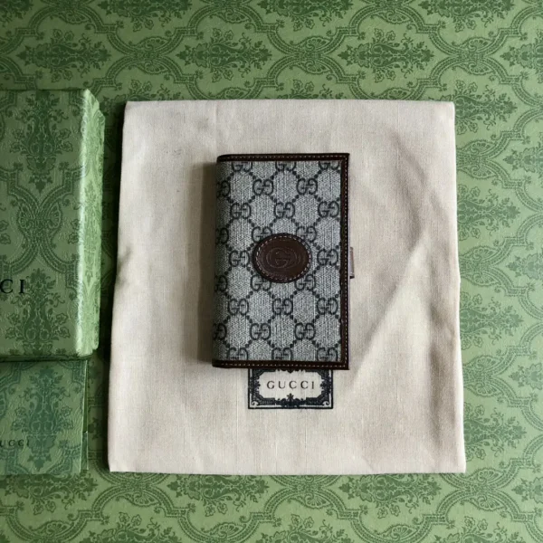 Gucci Monogram Wallet with Brown Leather Trim image 1