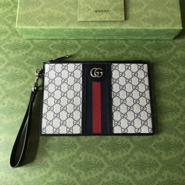 Gucci Monogram Web Stripe Clutch image 1