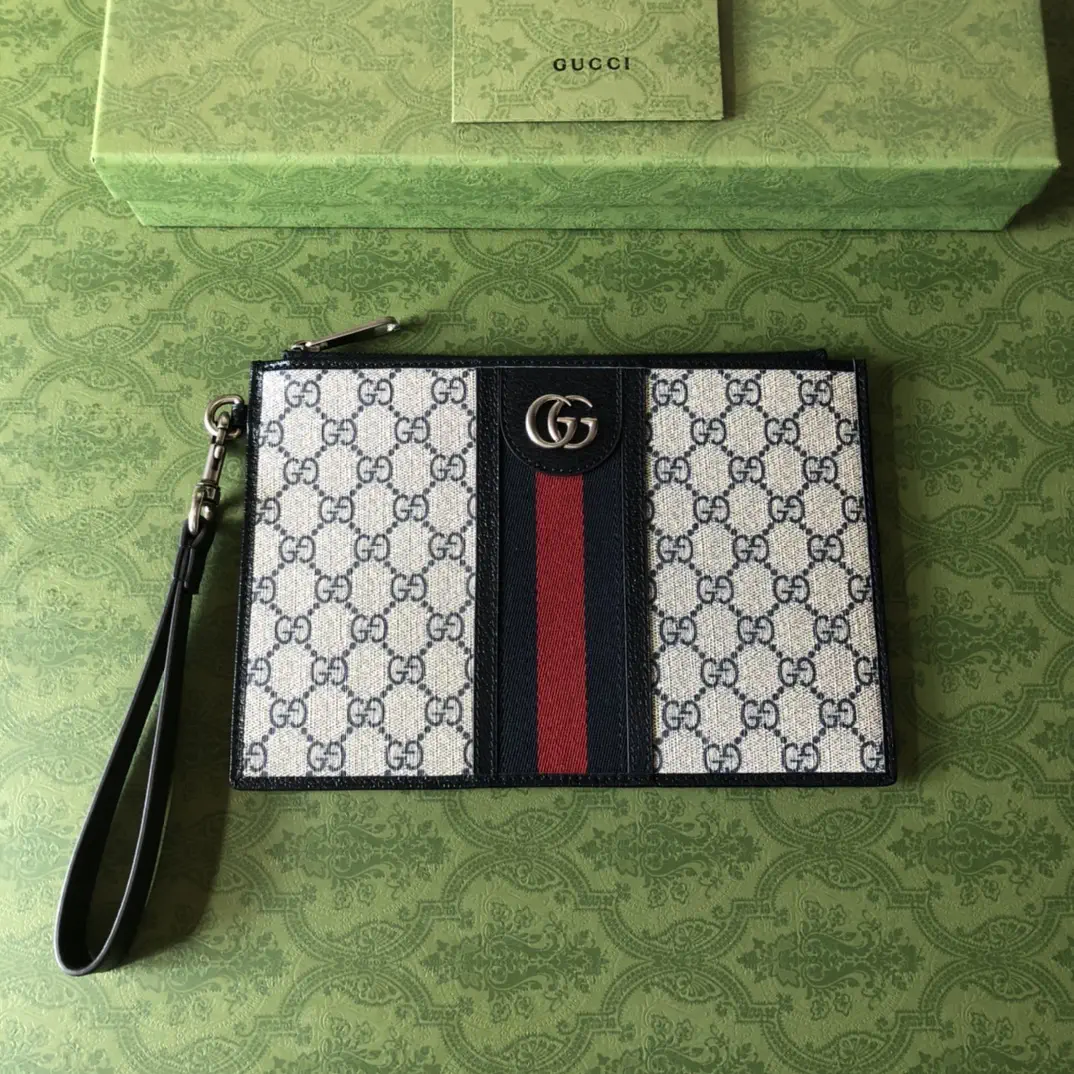 Gucci Monogram Web Stripe Clutch image 1