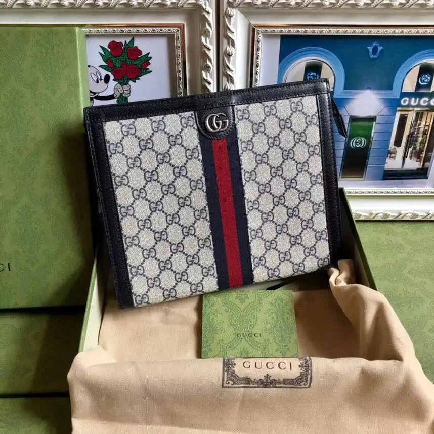 Gucci GG Monogram Web Stripe Clutch image 1