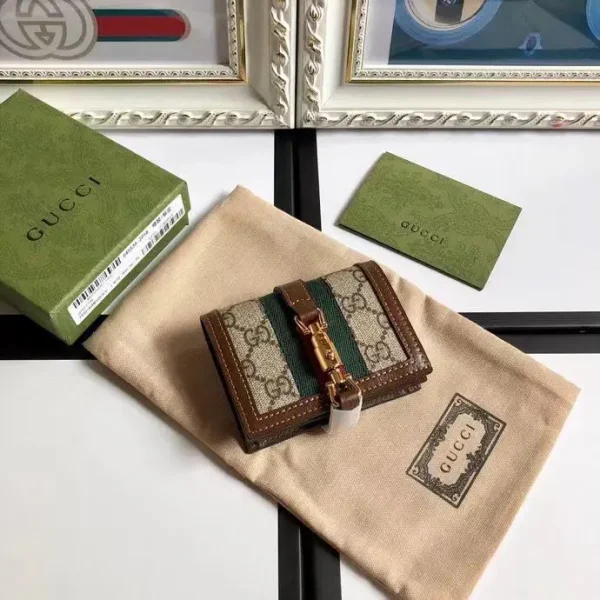 Gucci Monogram Compact Wallet with Web Stripe image 1