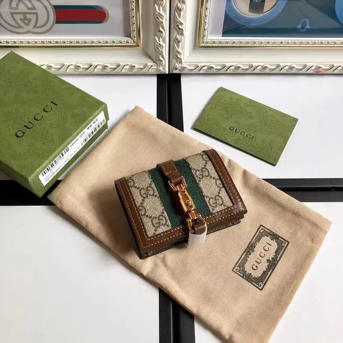 Gucci Monogram Compact Wallet with Web Stripe image 1