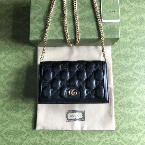 Gucci Black Matelassé Leather Chain Shoulder Bag image 1