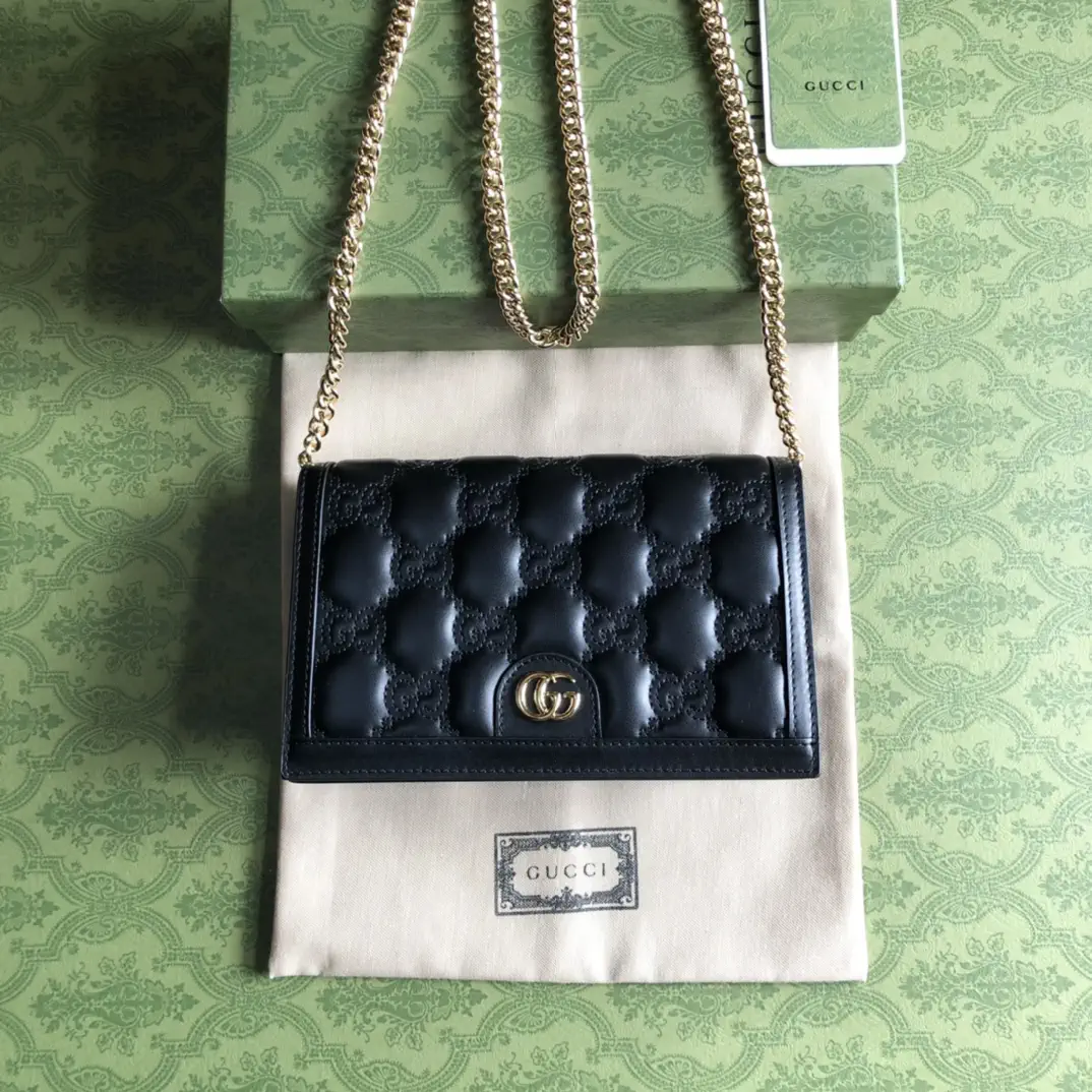 Gucci Black Matelassé Leather Chain Shoulder Bag image 1