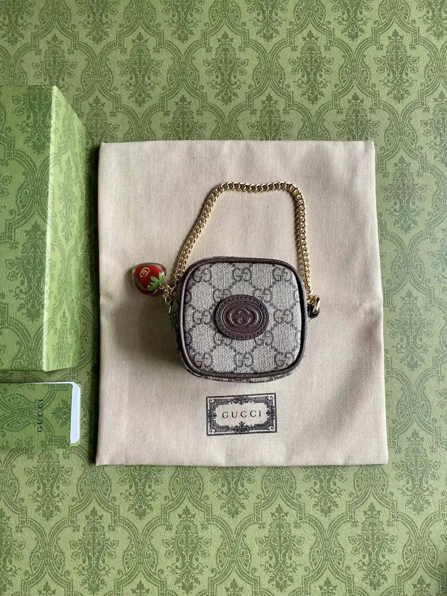 Gucci Strawberry Detail Monogram Coin Wallet image 1