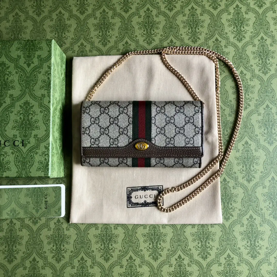 Gucci Monogram Web Stripe Chain Wallet image 1