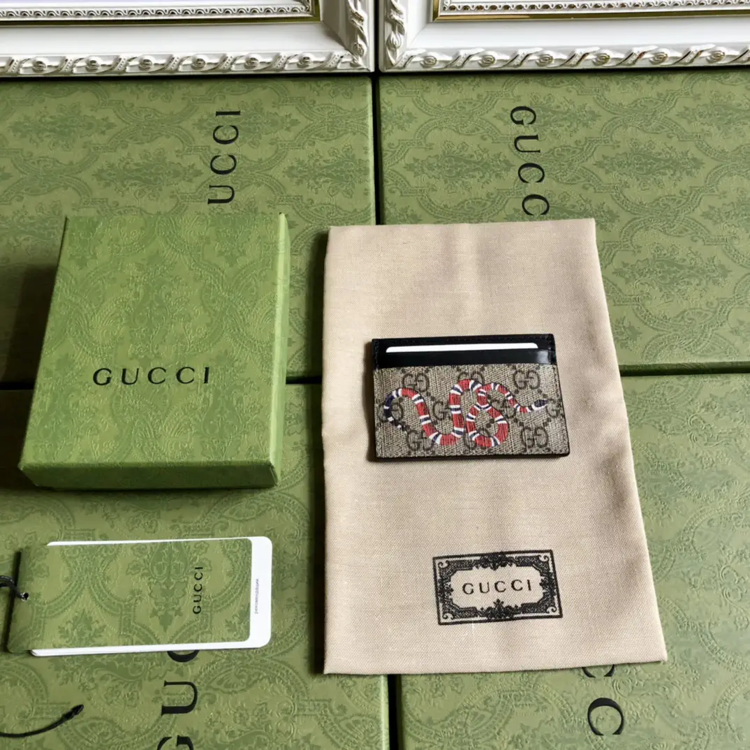 Gucci Snake Print Monogram Card Holder image 1