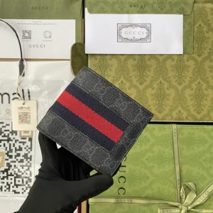 Gucci Black GG Web Stripe Bifold Wallet image 1