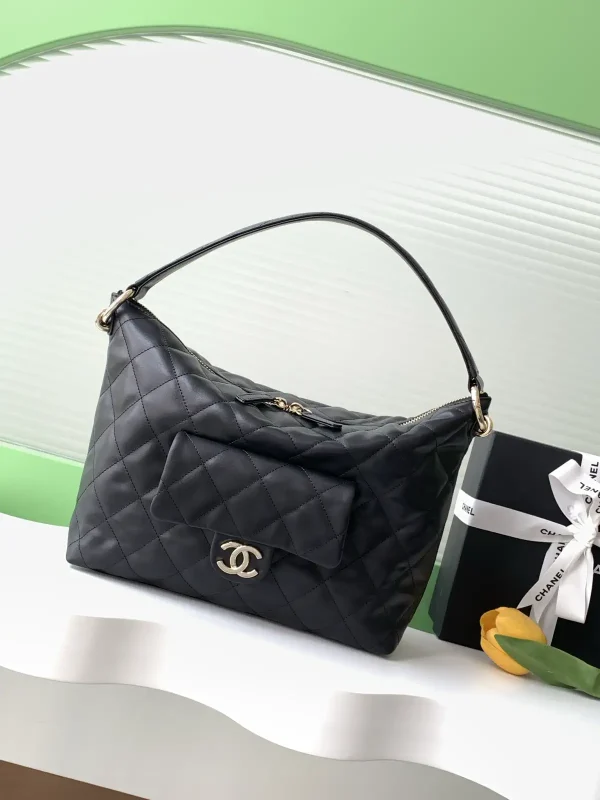 Chanel Quilted Leather Hobo Shoulder Bag image 1