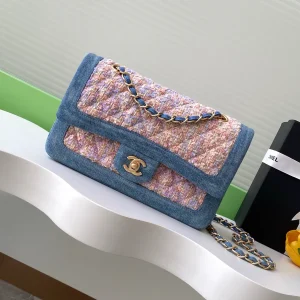Chanel Denim Tweed Patchwork Flap Shoulder Bag image 1