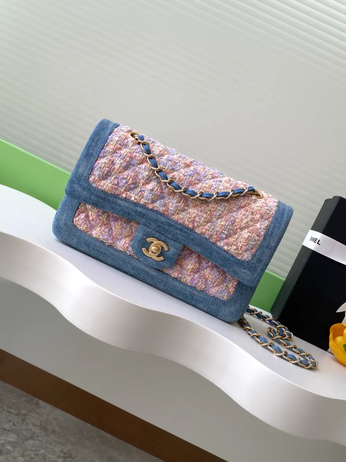 Chanel Denim Tweed Patchwork Flap Shoulder Bag image 1