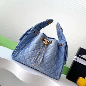 Chanel Quilted Denim Hobo Shoulder Bag image 1